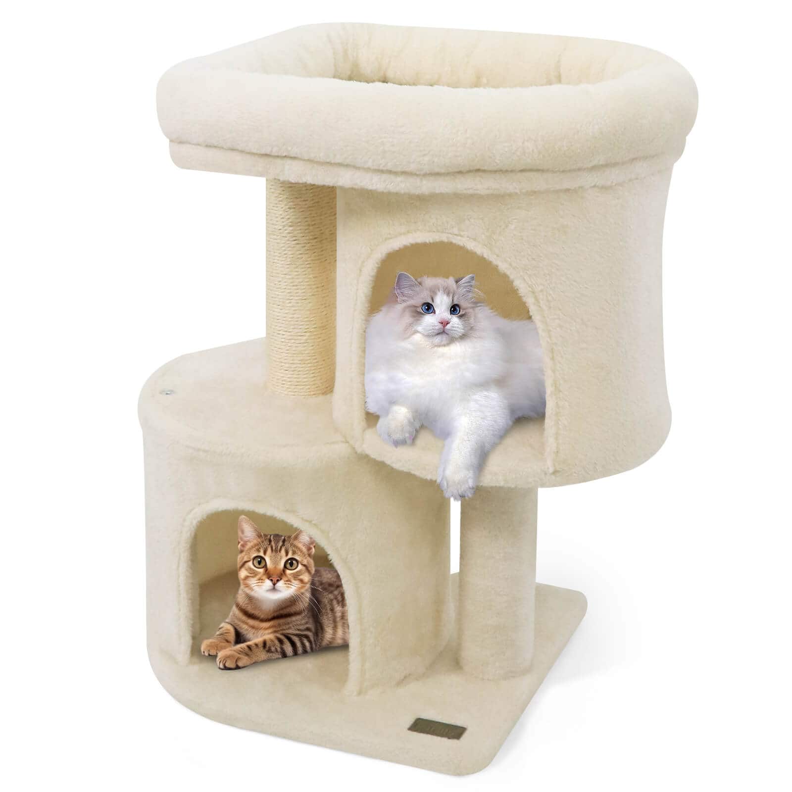 "Costway - 26"" Small Cat Tree with Large Padded Plush Perch, 2 Condos, Sisal Scratching Posts" price history on PriceWatchPro