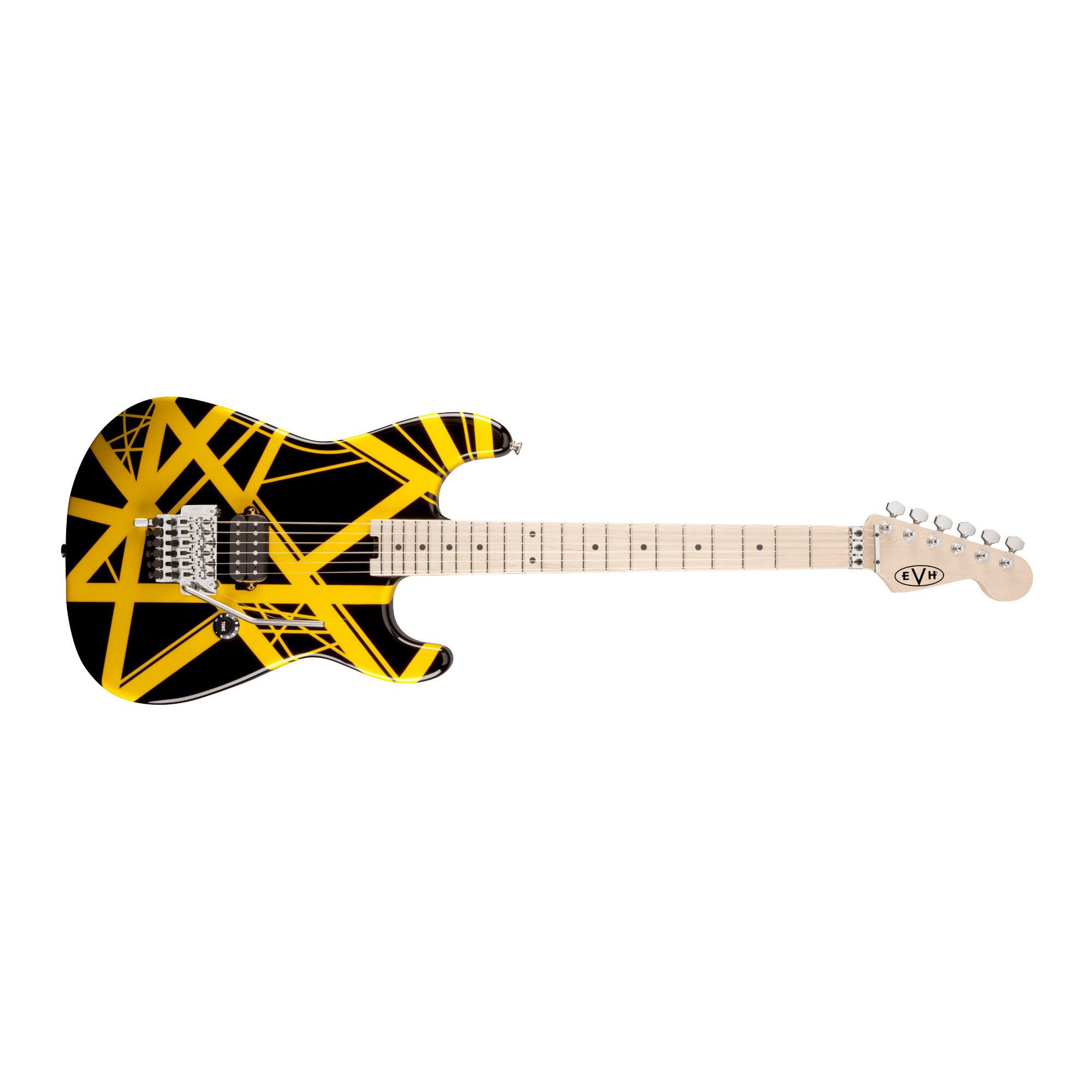 Back. EVH - EVH Striped Series 6-String Electric Guitar (Black with Yellow Stripes).