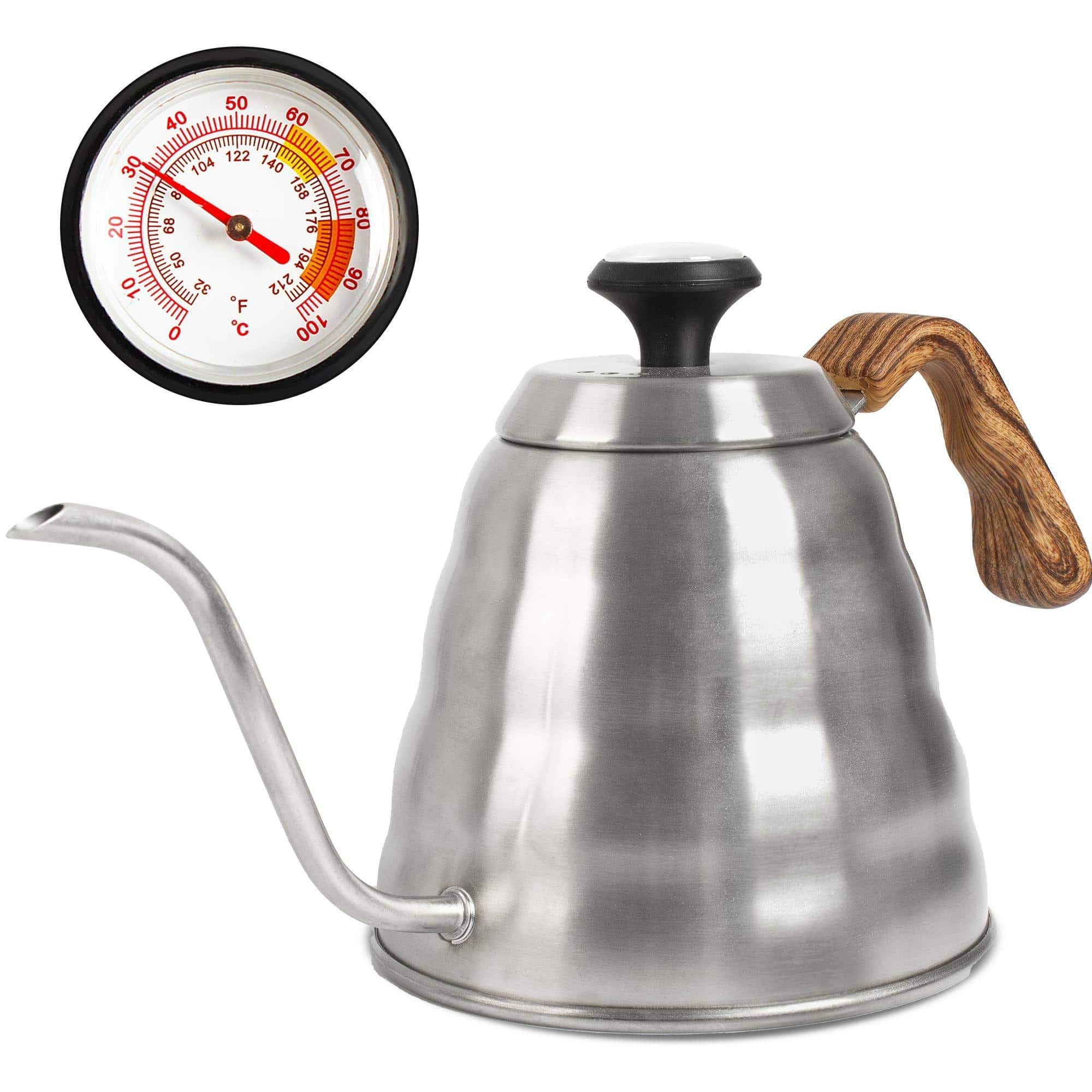 Dapper Styles - Tea Kettle With For Pour Over Coffee & 42 Fl Oz Stainless Steel Accurate Temperature Control Ideal Spout Pr - Silver
