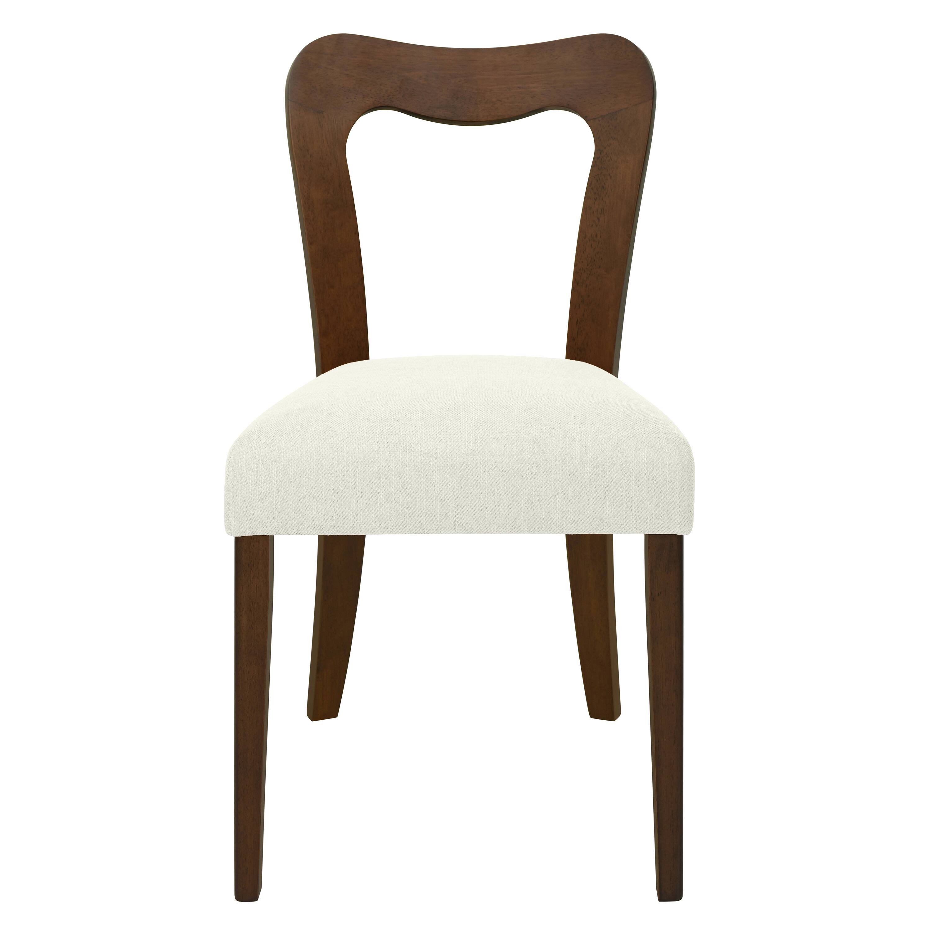 Left. TinyHomie - Dining Chair Without Armwalnut beige Set of 2 - Beige and Walnut.