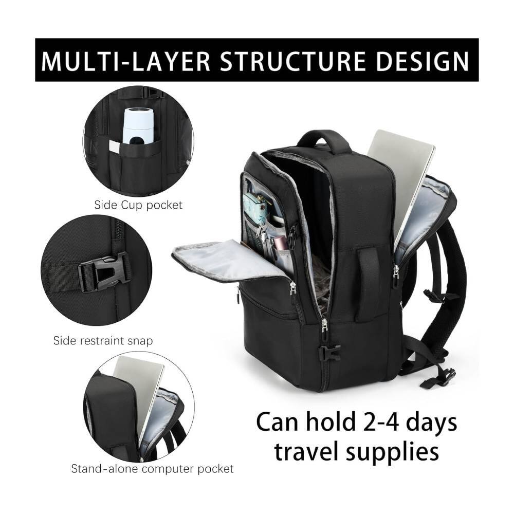 MULTI-LAYER STRUCTURE DESIGN

- Side Cup pocket
- Side restraint snap
- Stand-alone computer pocket

Can hold 2-4 days travel supplies
