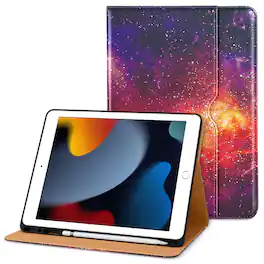 DTTO - Case for iPad 9th/8th/7th Generation 10.2 Inch 2021/2020/2019, Premium Leather Folio Stand - Auto Wake/Sleep - Galaxy
