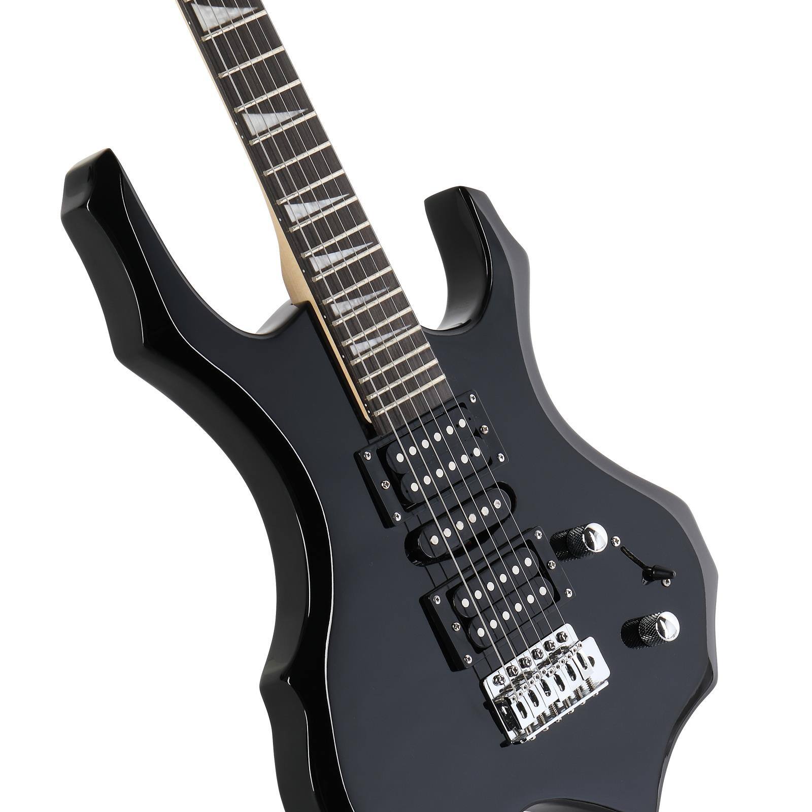 Left. Winado - Burning Fire Design Electric Guitar Kit, 36-inch HSH Pickup Electric Guitar Beginner Guitar Set  Rosewood.