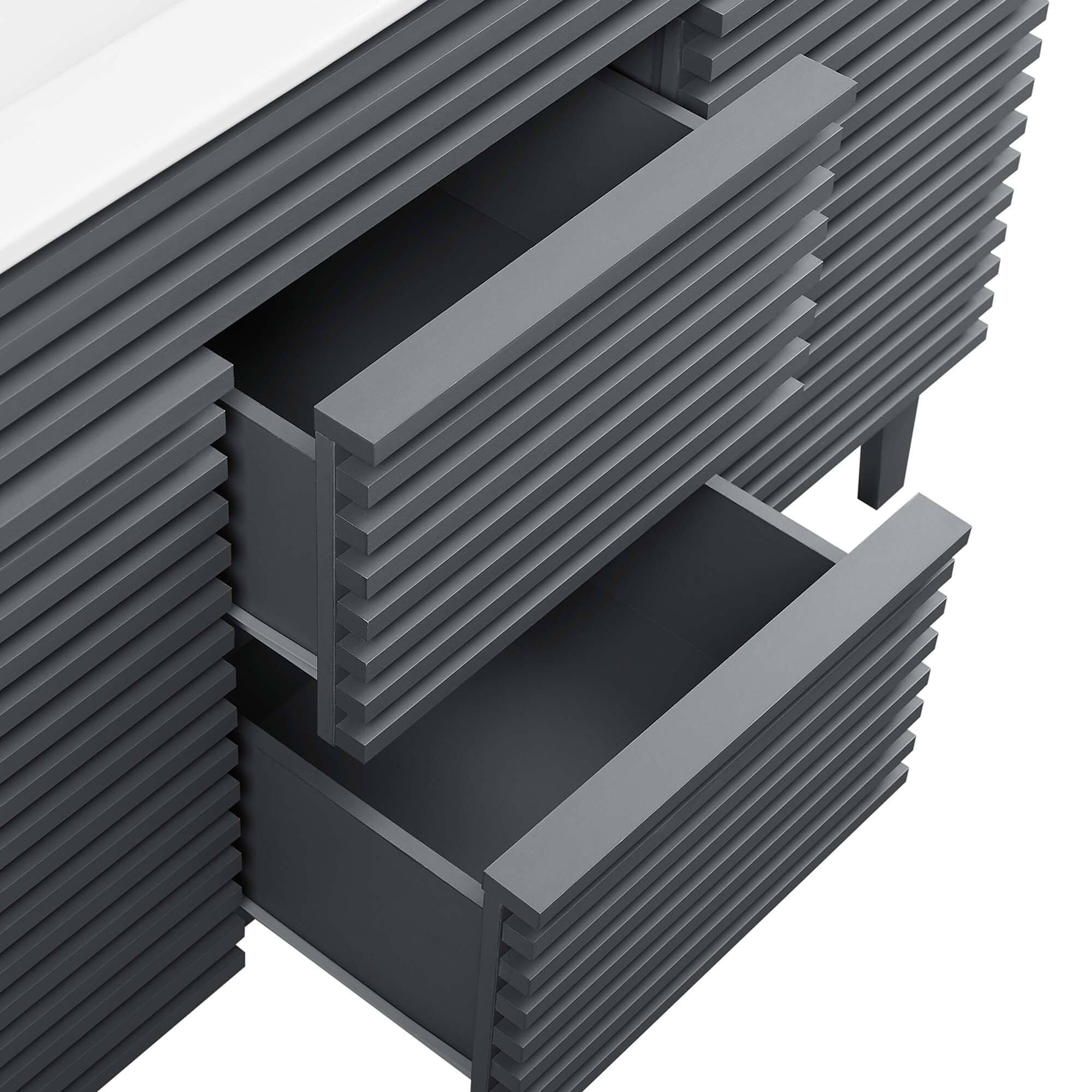 Alt View 6. Modway - Render 48" Bathroom Vanity with White Basin Included - Gray White.