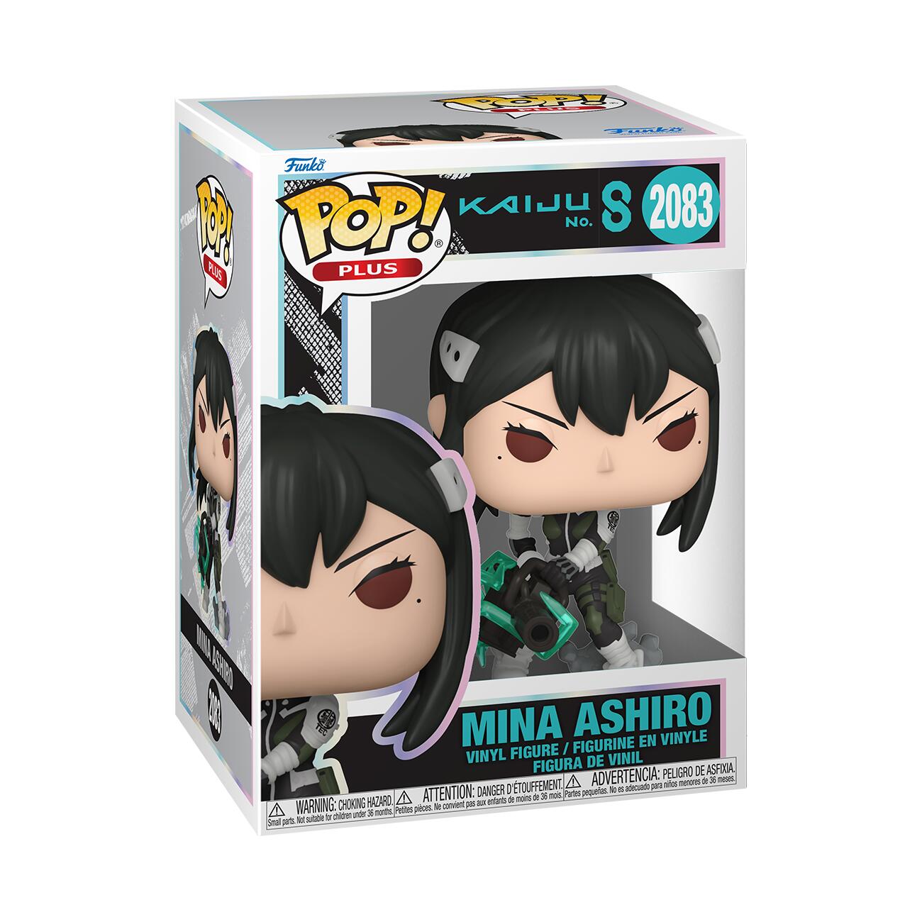 Funko  
POP!  
PLUS  

KAIJU S  
2083  
No.  

MINA ASHIRO  
VINYL FIGURE / FIGURINE EN VINYLE / FIGURA DE VINIL  

WARNING: CHOKING HAZARD.  
ATTENTION: PEU D'ÉTOUFFEMENT.  
ADVERTENCIA: PELO DE ASHIRO.  
Small parts. Not for children under 3 years.  
Pequeñas piezas. No es adecuado para niños menores de 3 años.  
Pequeñas piezas. No es adecuado para niños menores de 3 años.