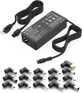 Core Tech - 90W Universal AC Laptop Charger with 16 Interchangeable Tips for Laptops, Ultrabooks and Chromebooks - Black