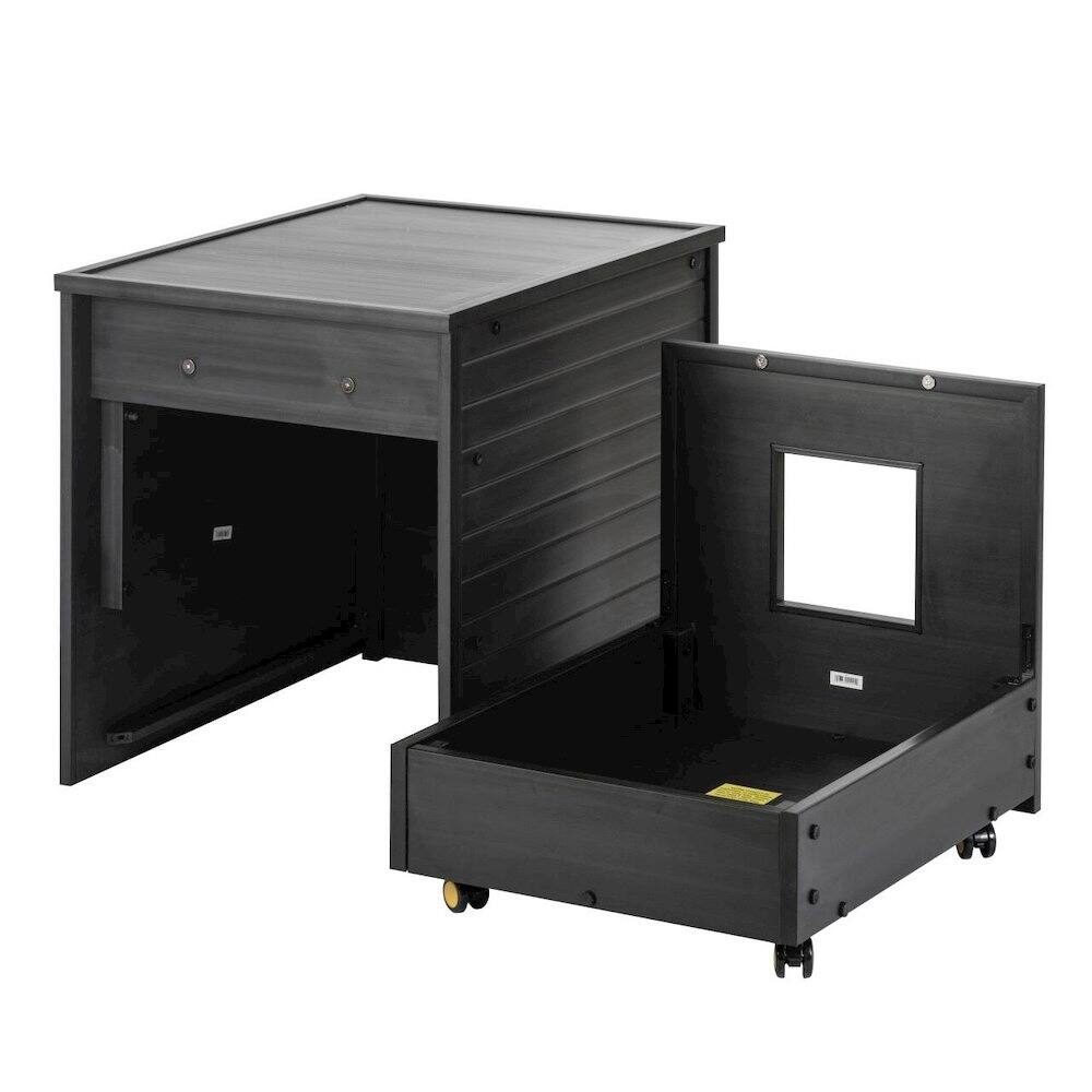 Angle. New Age Pet - ECOFLEX Freedom Litter Loo End Table with Pull Out Drawer for Easy Clean - Black.