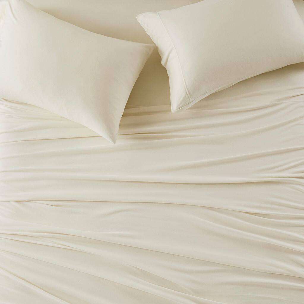 Alt View 2. Gracie Mills - Gracie Mills Atlas All-Season Cotton Blend Jersey Knit Sheet Set - Cream.