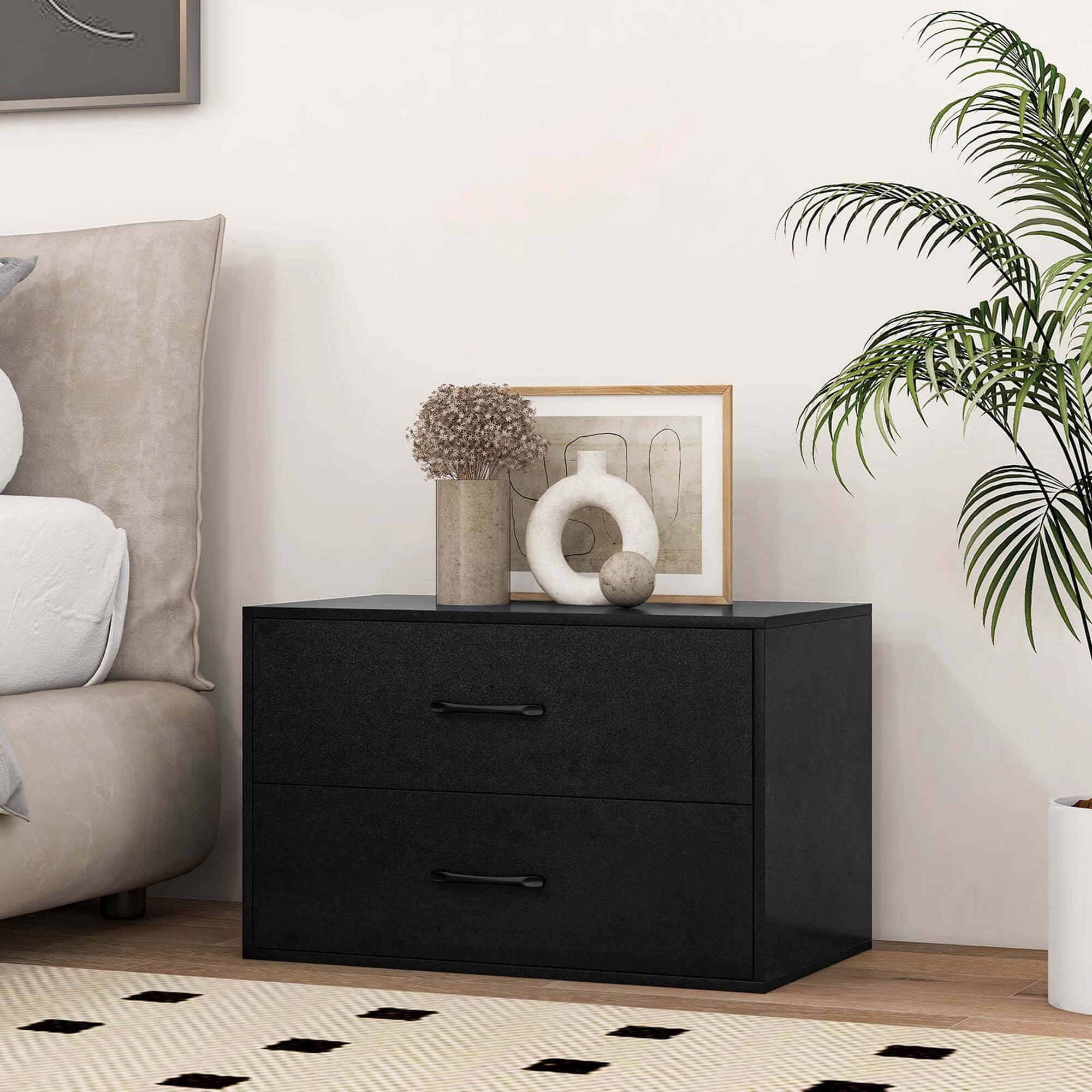 Alt View 3. Costway - Costway 2-Drawer Stackable Storage Organizer with Anti-Topping Kits Stacking Drawer Chest Black - Black.