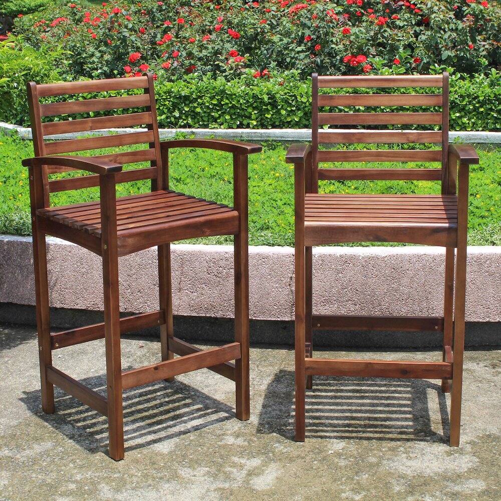 Back. International Caravan - International Caravan Highland Acacia Maine Bar Stool (Set of 2) - Brown.