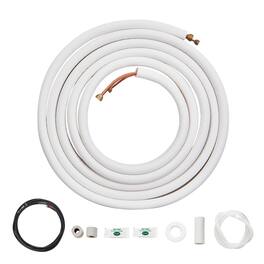 VEVOR - 25FT Mini Split Line Set, 1/4" & 3/8" O.D Copper Pipes Tubing and Triple-Layer Insulation - White