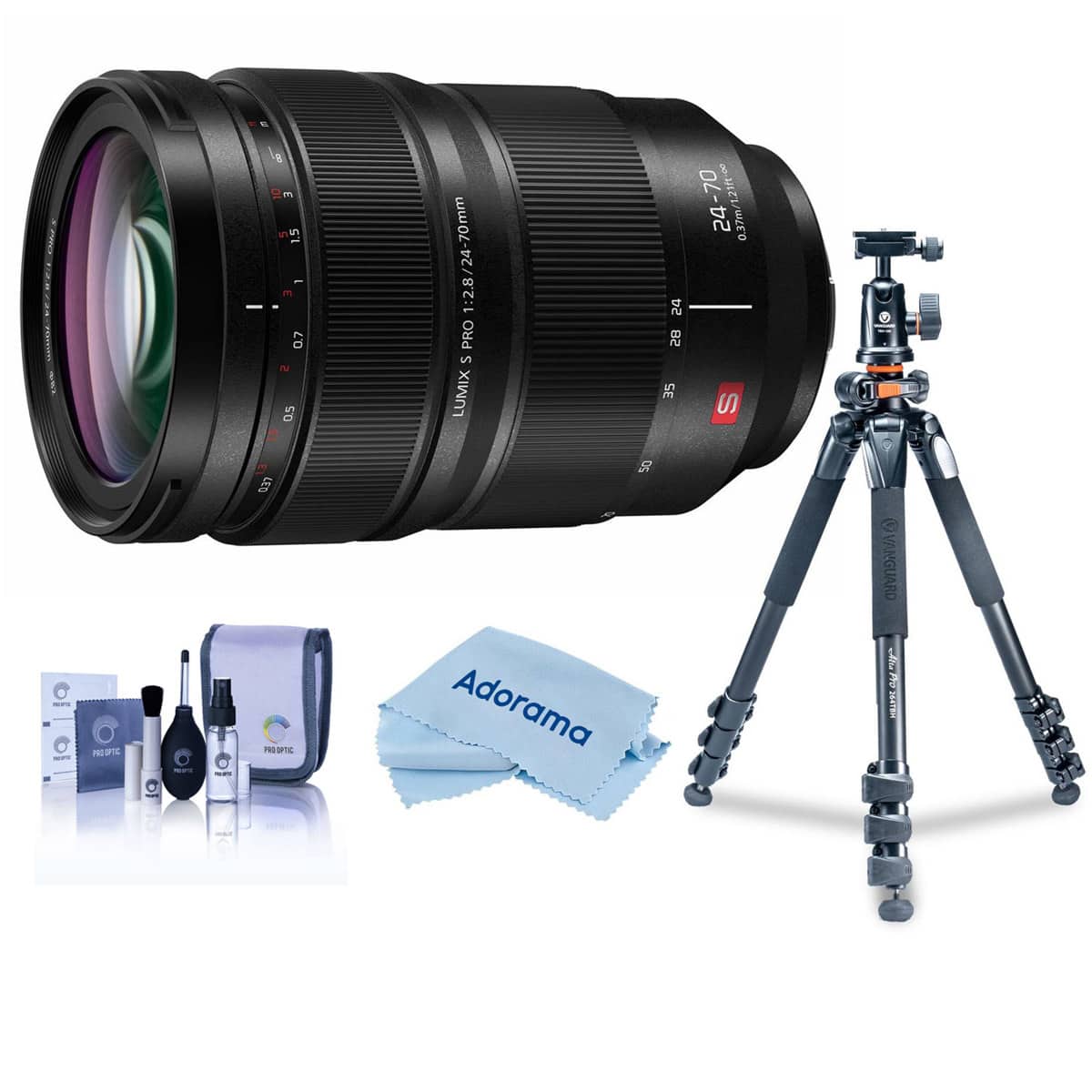 Bundle - Panasonic - LUMIX S PRO 24-70mm f/2.8 Lens for L Mount, with Takama 3-Section Aluminum Video Tripod with Fluid price history on PriceWatchPro