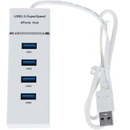 Sanoxy - USB 3.0 Hub 4-Port Adapter Charger Data Sync Super Speed PC Mac Laptop Desktop - White