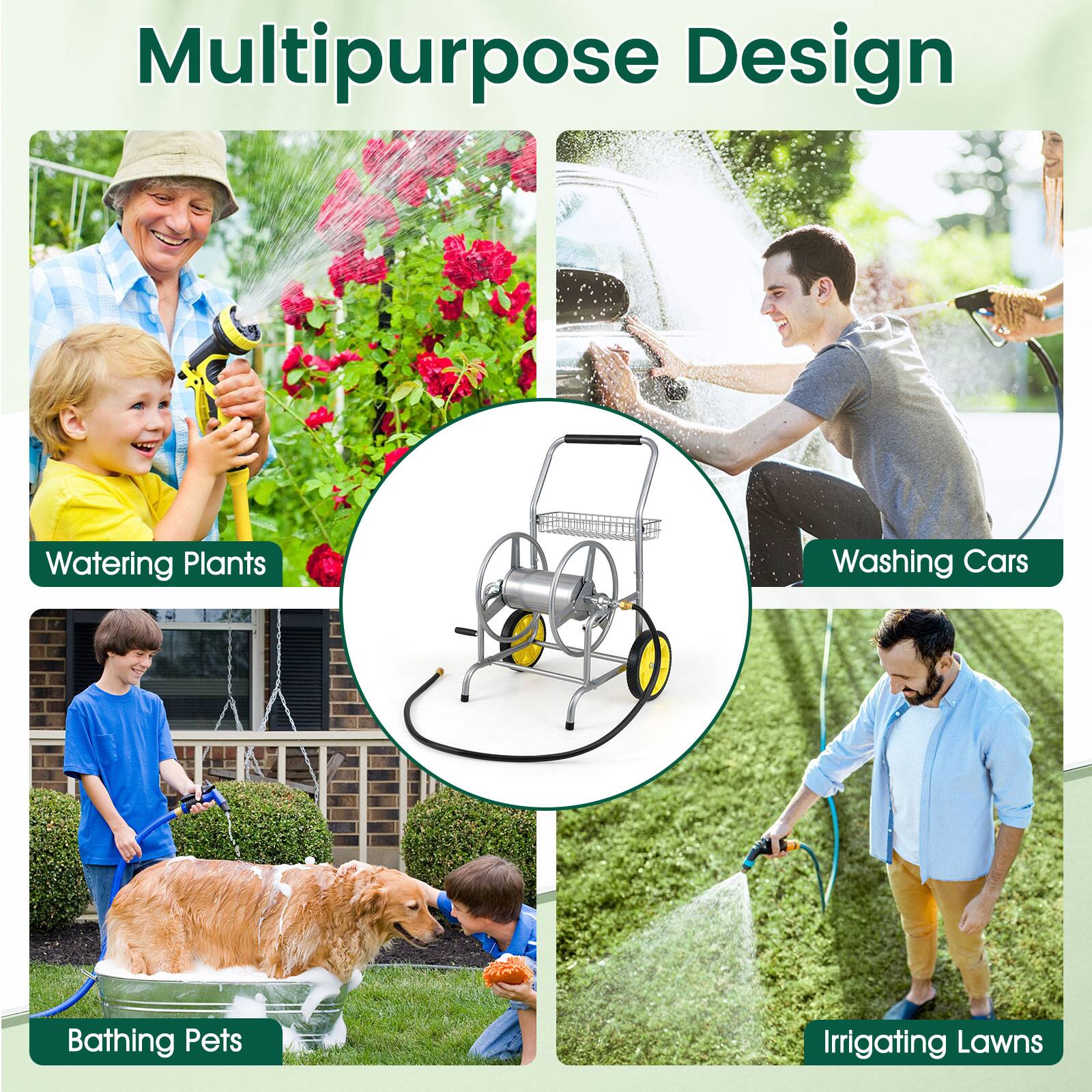 Multipurpose Design  
- Watering Plants  
- Washing Cars  
- Bathing Pets  
- Irrigating Lawns