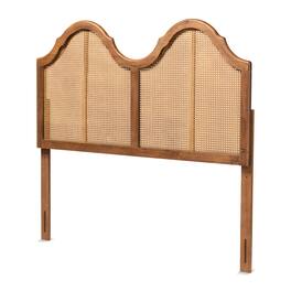 Baxton Studio - Hazel Vintage Classic and Traditional Finished Wood and Synthetic Rattan Queen Size Arched Headboard - Ash Walnut