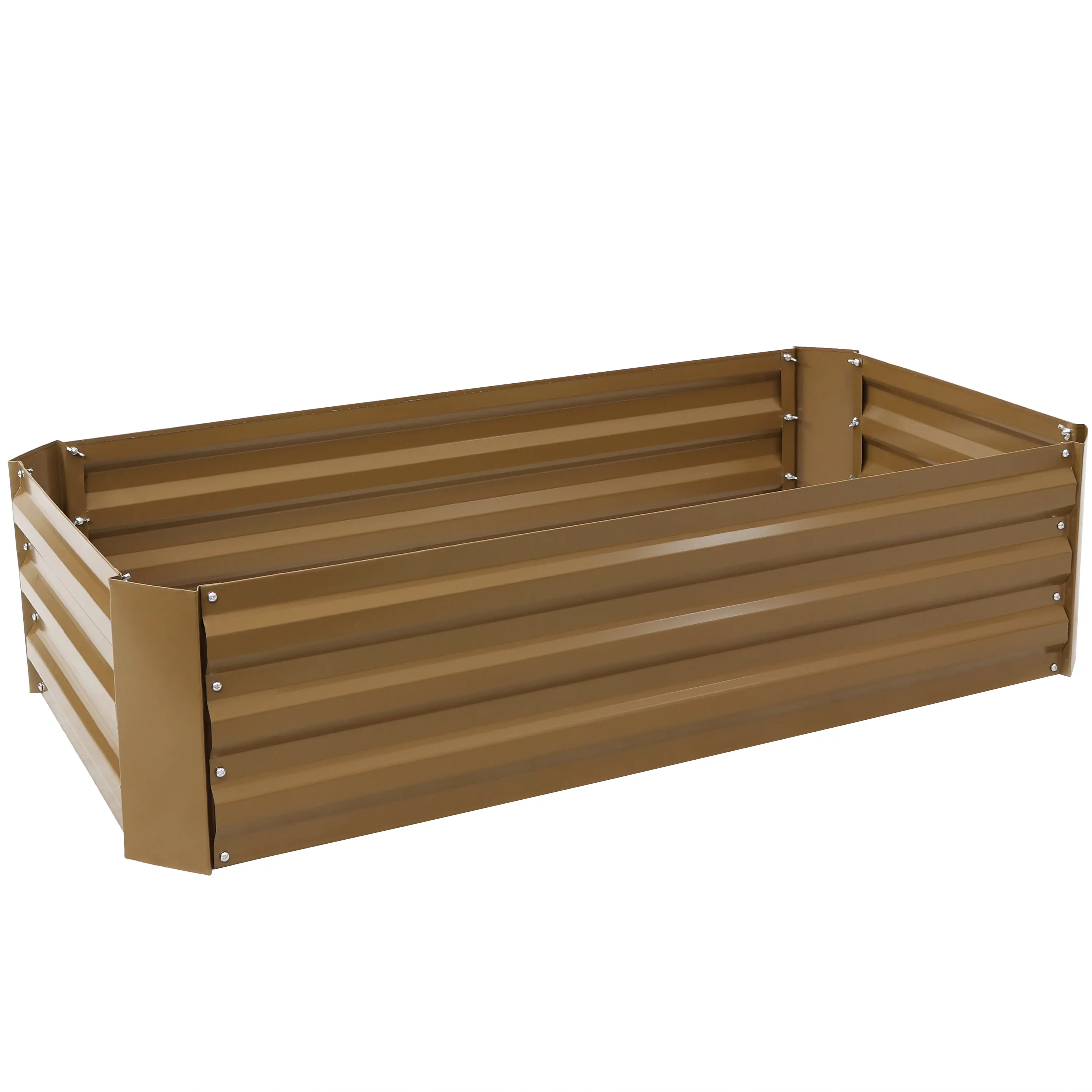 Sunnydaze - Galvanized Steel Rectangle Raised Garden Bed - 48 in - Brown