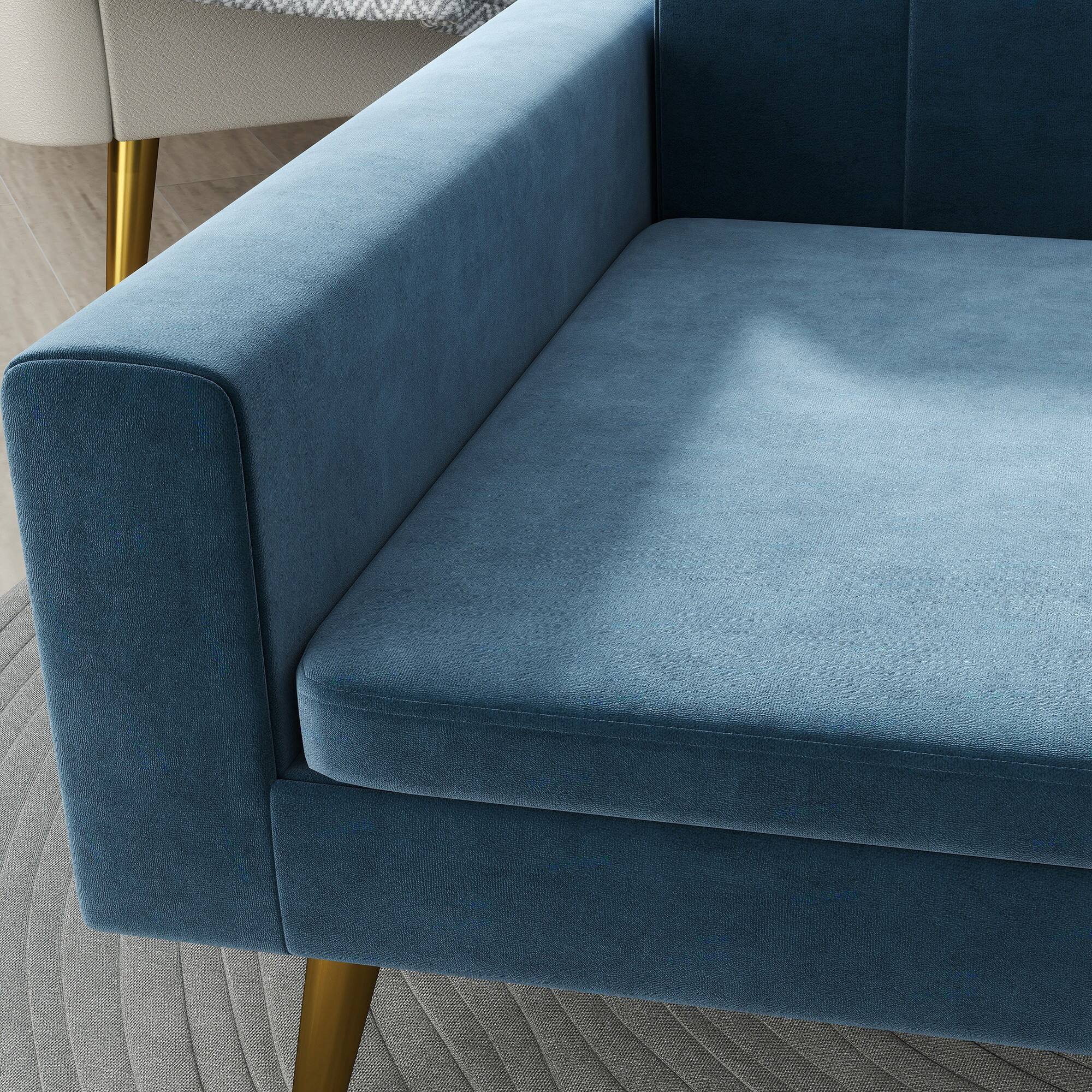 Alt View 5. Pawhut - Dog Sofa, Pet Sofa Bed, Modern Velvety Dog Couch for Small to Medium Dogs, Includes Removable & Washable Cushion - Blue.