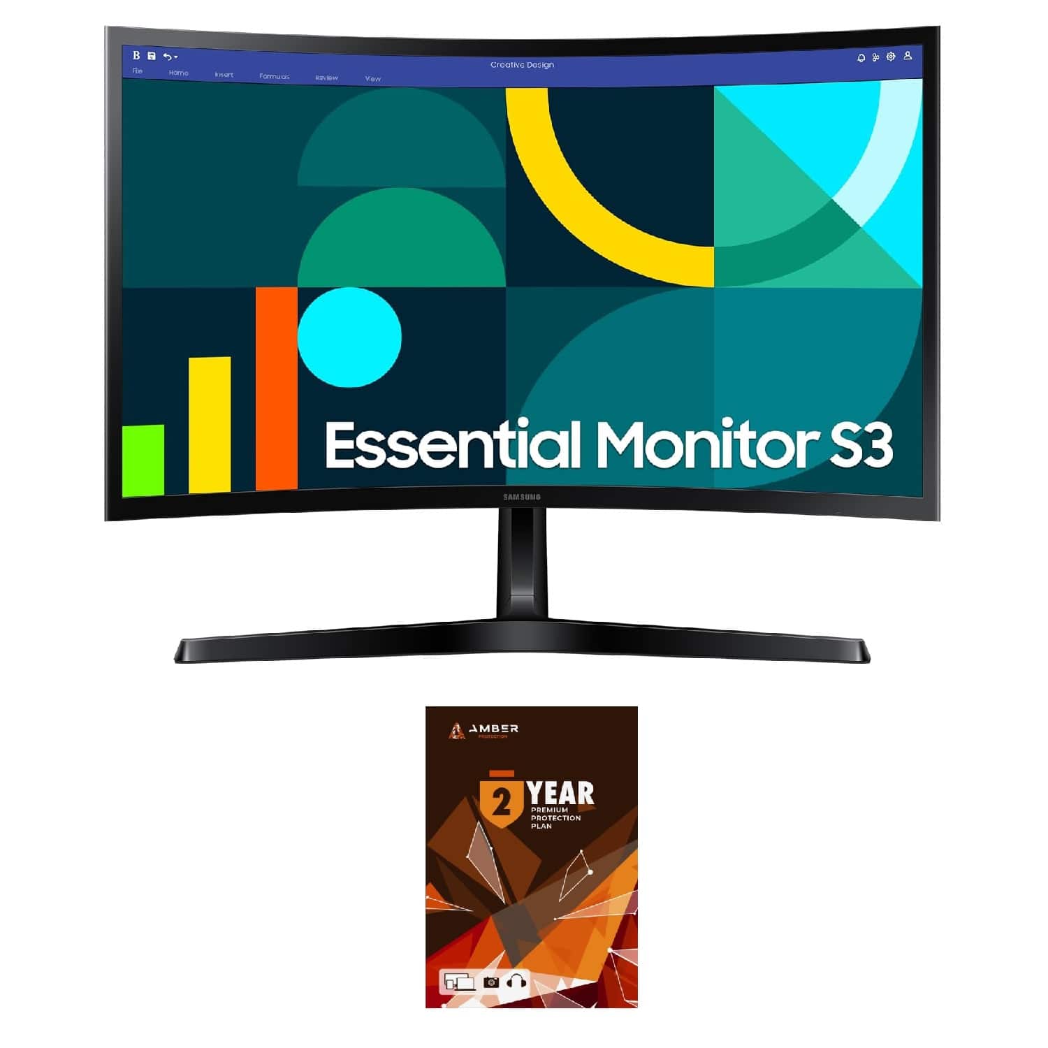 Samsung - LS24D368GANXZA Computer Monitor with 2 Year Amber Protection (2026) - Black