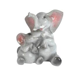 FC Design - 4"H Lovely Elephant Family Sitting Together Figurine Statue Office Desk Tabletop Home Decor Gift - Multi-Color