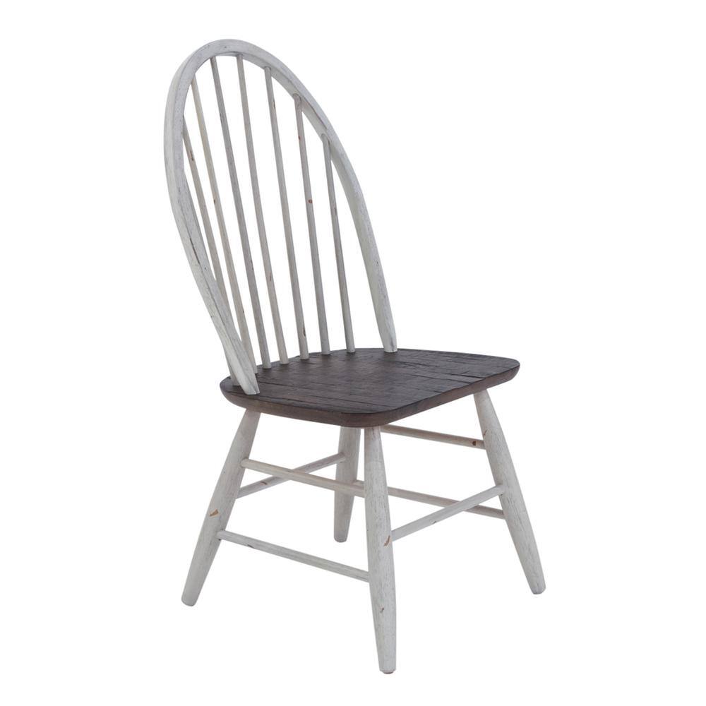 Left. Liberty Furniture Industries - Farmhouse Windsor Back Side Chair- Set of 2 in Two Tone White w/ Wood Tone Top - White.
