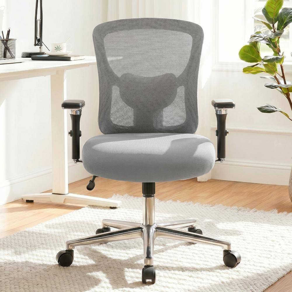Angle. Sweet - Big and Tall Mesh Office Chair with Adjustable Armrests, Lumbar Support, Adjustable Height, Gray - Gray.