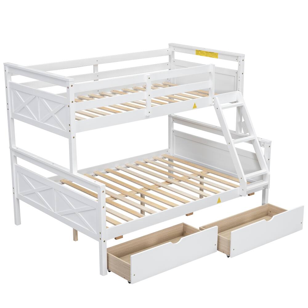Alt View 10. Loheer - Loheer Twin Over Full Bunk Bed White with Drawers and Ladder - White.