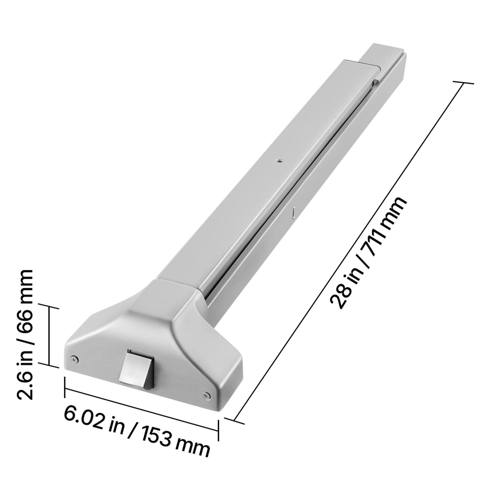 2.6 in / 66 mm  
6.02 in / 153 mm  
28 in / 711 mm