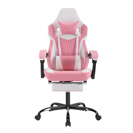 Front. GOODSILO - Ergonomic Gaming Chair with Footrest - High Back Adjustable Gamer Chair for Office/Home - Pink.