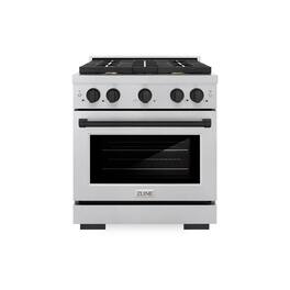 ZLINE - Autograph 30 in. Paramount Dual Fuel Satin Steel Range w/ 4 Burners & Black Accents (SDRSZ-30-MB) - Stainless Steel