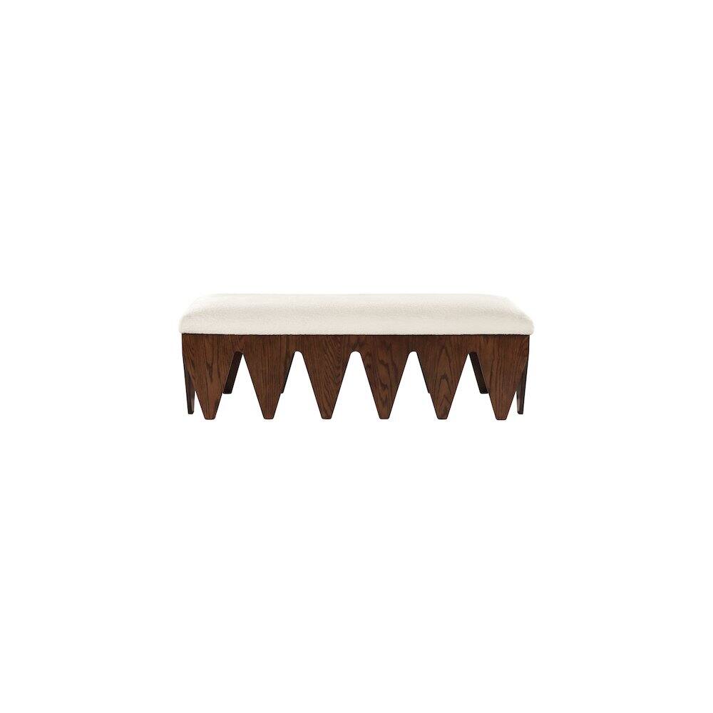 Alt View 2. Meridian Furniture - Altair Cream Velour Fur Fabric Bench - Beige.