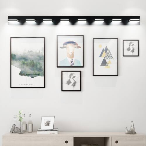 Back. LUCKY ONE - 8-Light Black LED Vanity Light, Wall Mount Sconce for Bathroom Mirror, Sleek Minimalist Design - Black.