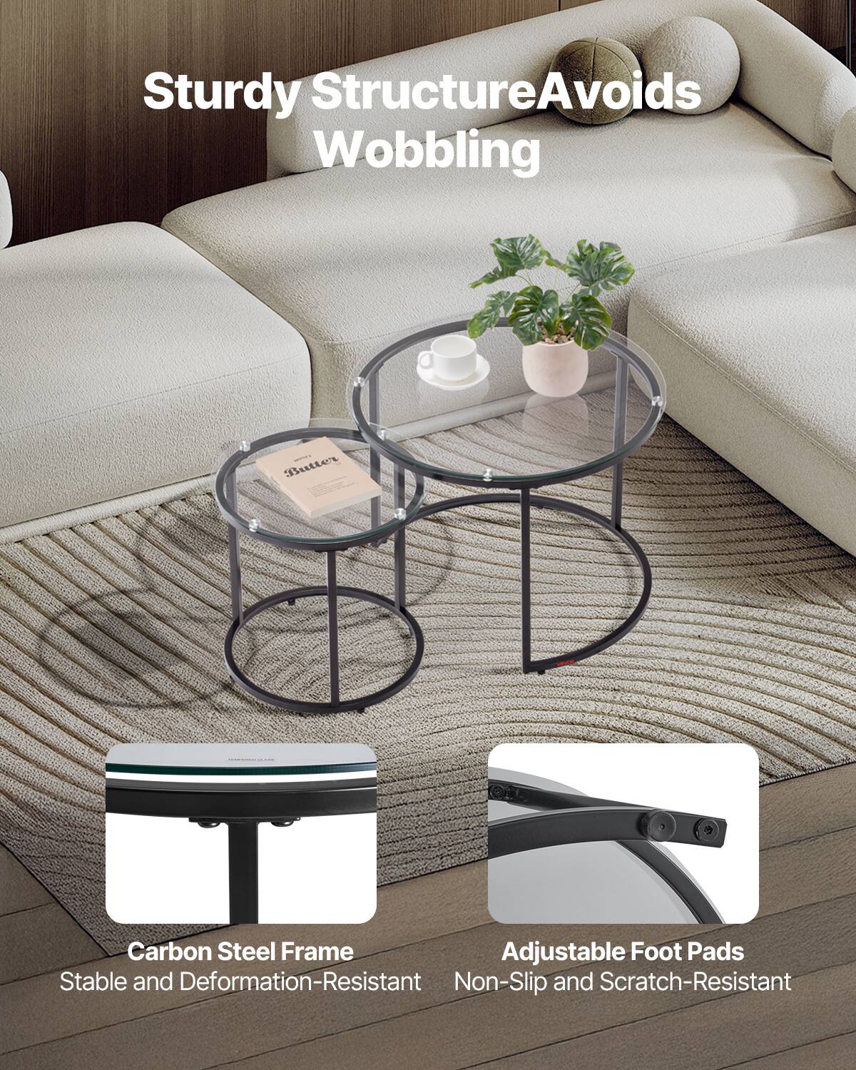 Sturdy Structure Avoids Wobbling

Butter
Carbon Steel Frame
Adjustable Foot Pads
Stable and Deformation-Resistant
Non-Slip and Scratch-Resistant