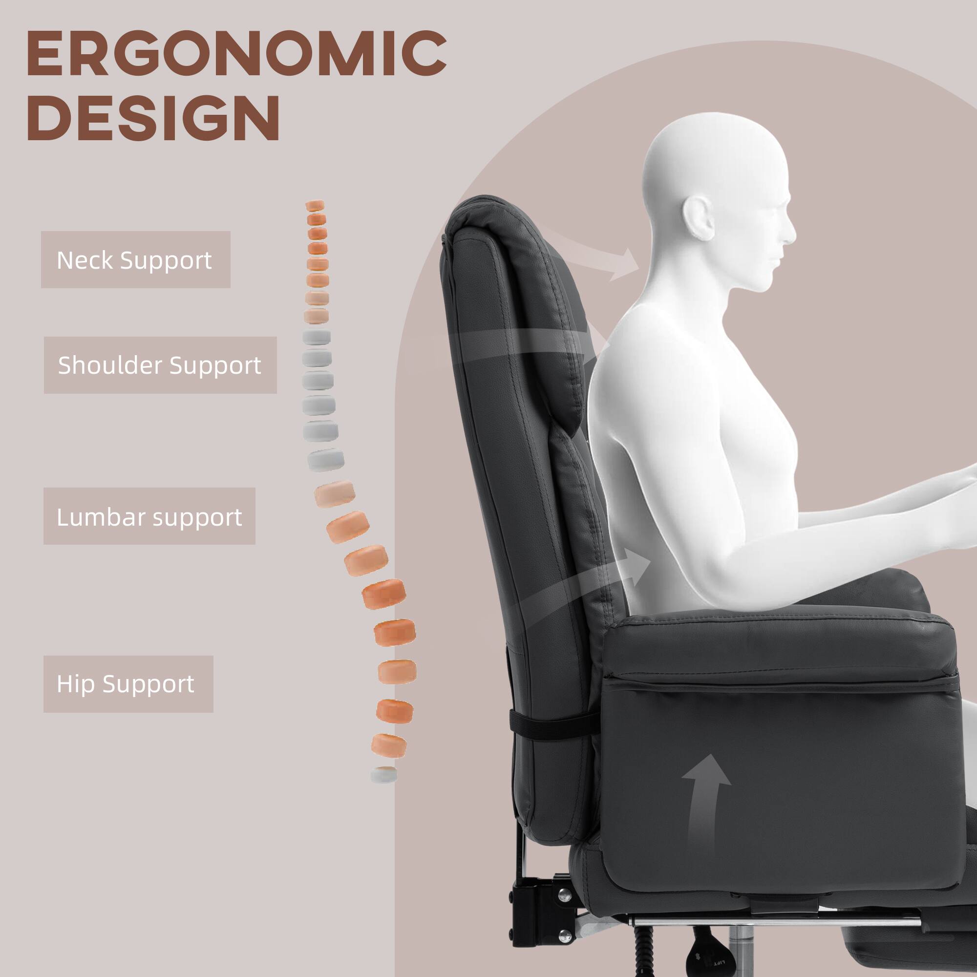 ERGONOMIC DESIGN

Neck Support
Shoulder Support
Lumbar support
Hip Support