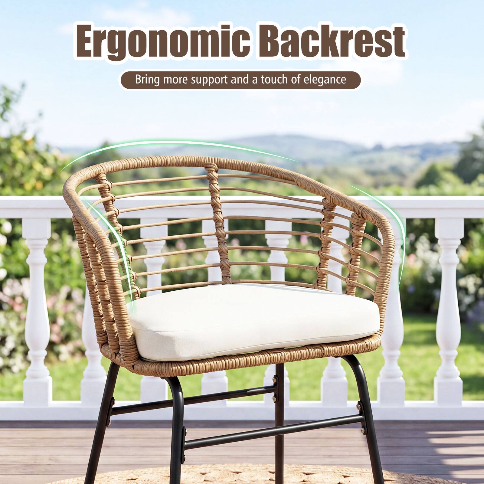 Ergonomic Backrest  
Bring more support and a touch of elegance