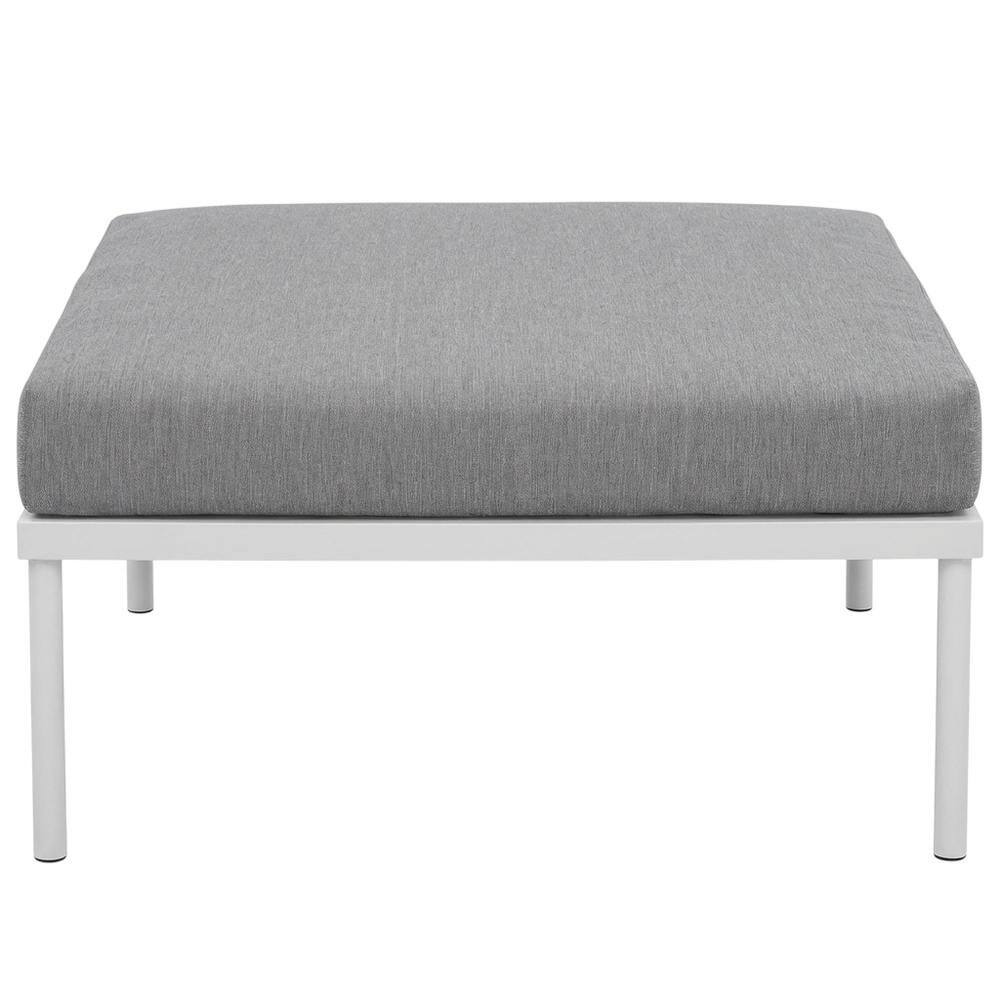 Back. Outdoor Escape - Aluminum Outdoor Patio Ottoman With Cushioned Top And Stylish Design - White.