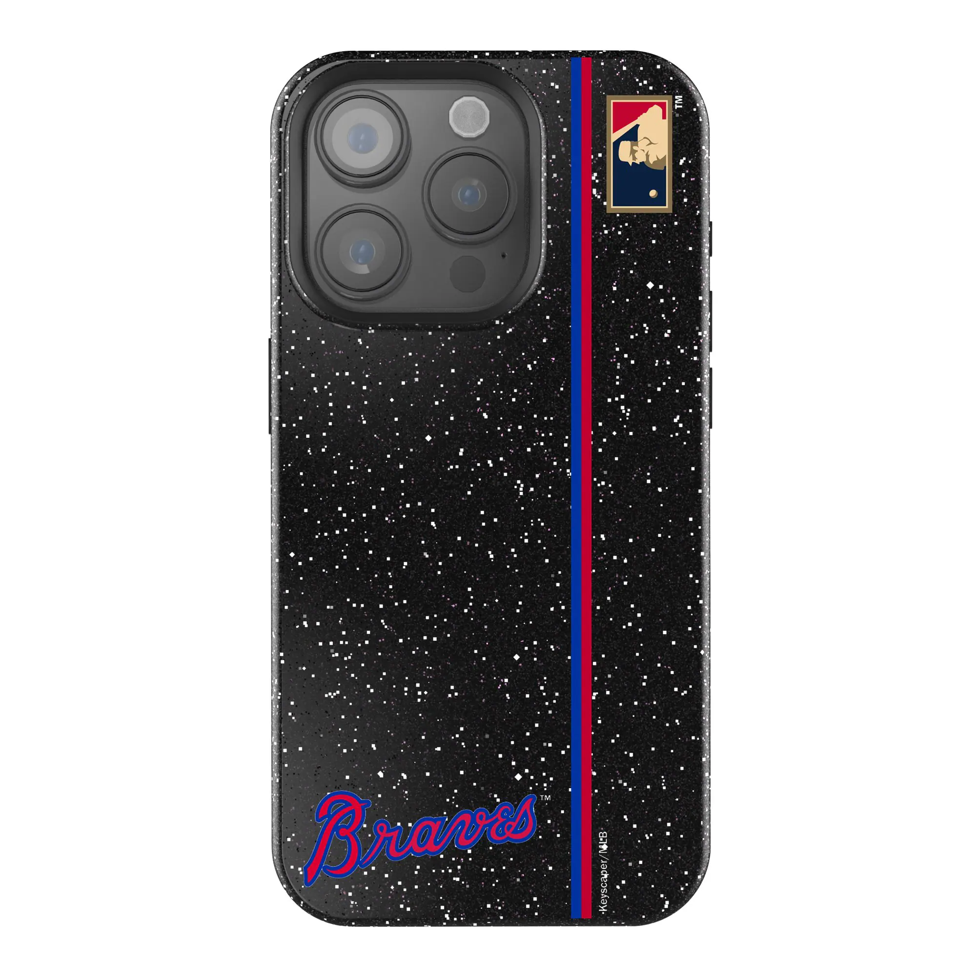 Front. Keyscaper - Atlanta Braves 2012 Logo iPhone Bling Case - 15 Pro - Black.