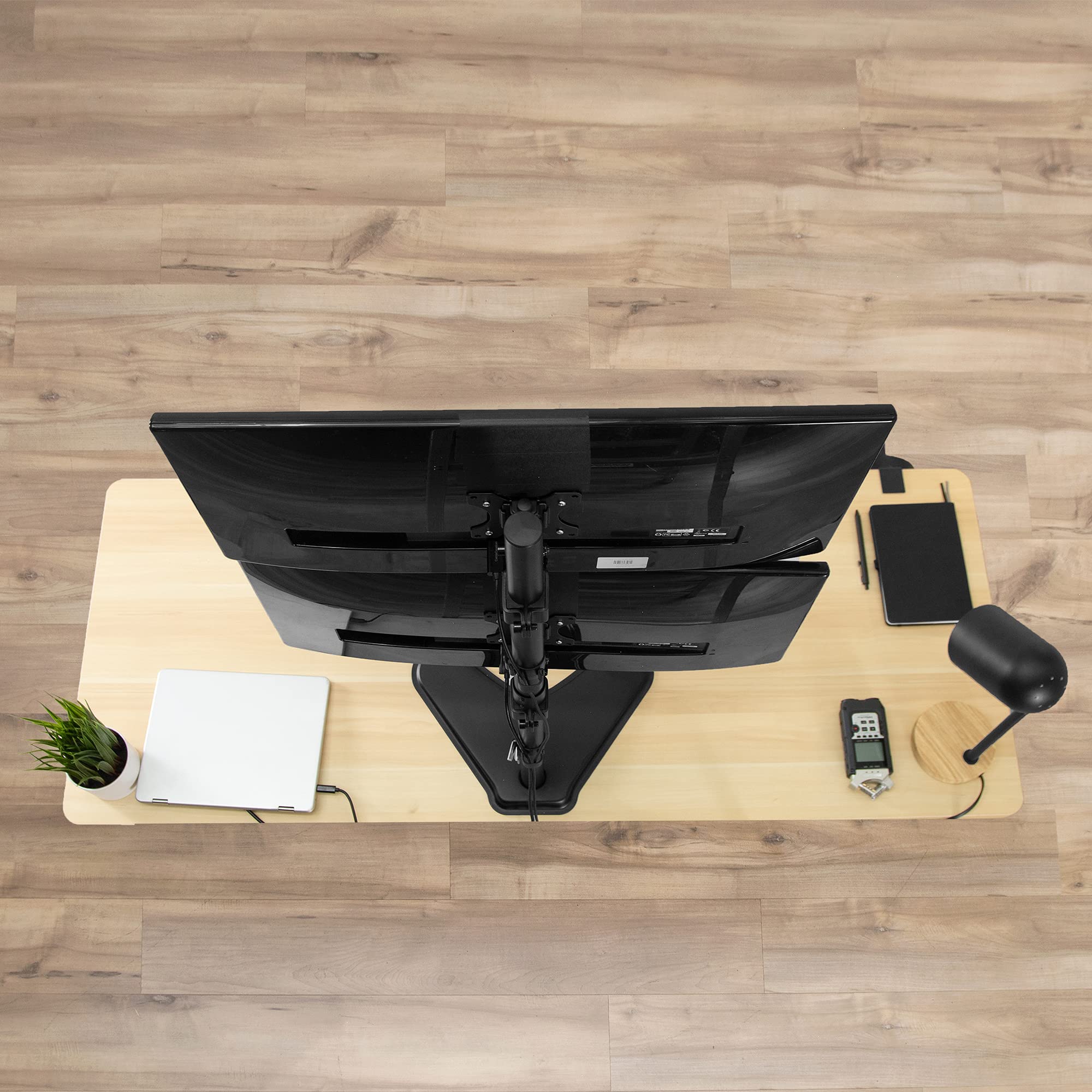 Alt View 8. ThinkLink Electronic - Dual Monitor Desk Stand Free-standing Lcd Mount Stacked Vertical Position Ultrawide Screens Stand - Black.