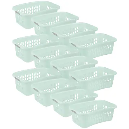 Front. Sterilite - Sterilite HipHold Laundry Basket, 1.5 Bushel Plastic Clothes Hamper, Mint, 12 Pk - Mint.