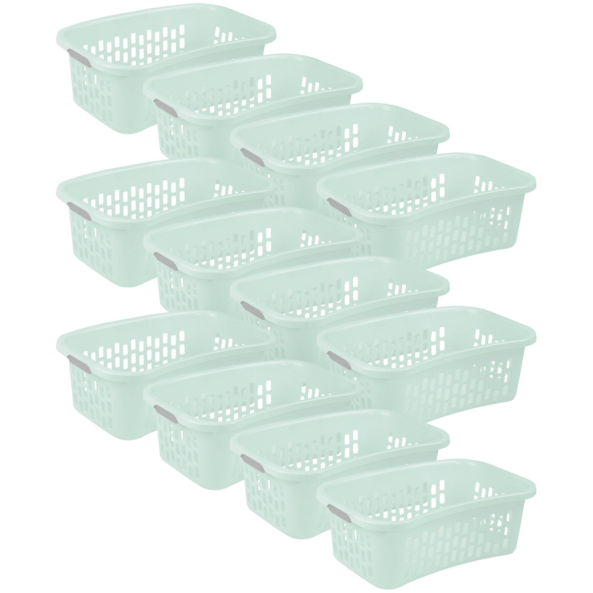 Front. Sterilite - Sterilite HipHold Laundry Basket, 1.5 Bushel Plastic Clothes Hamper, Mint, 12 Pk - Mint.