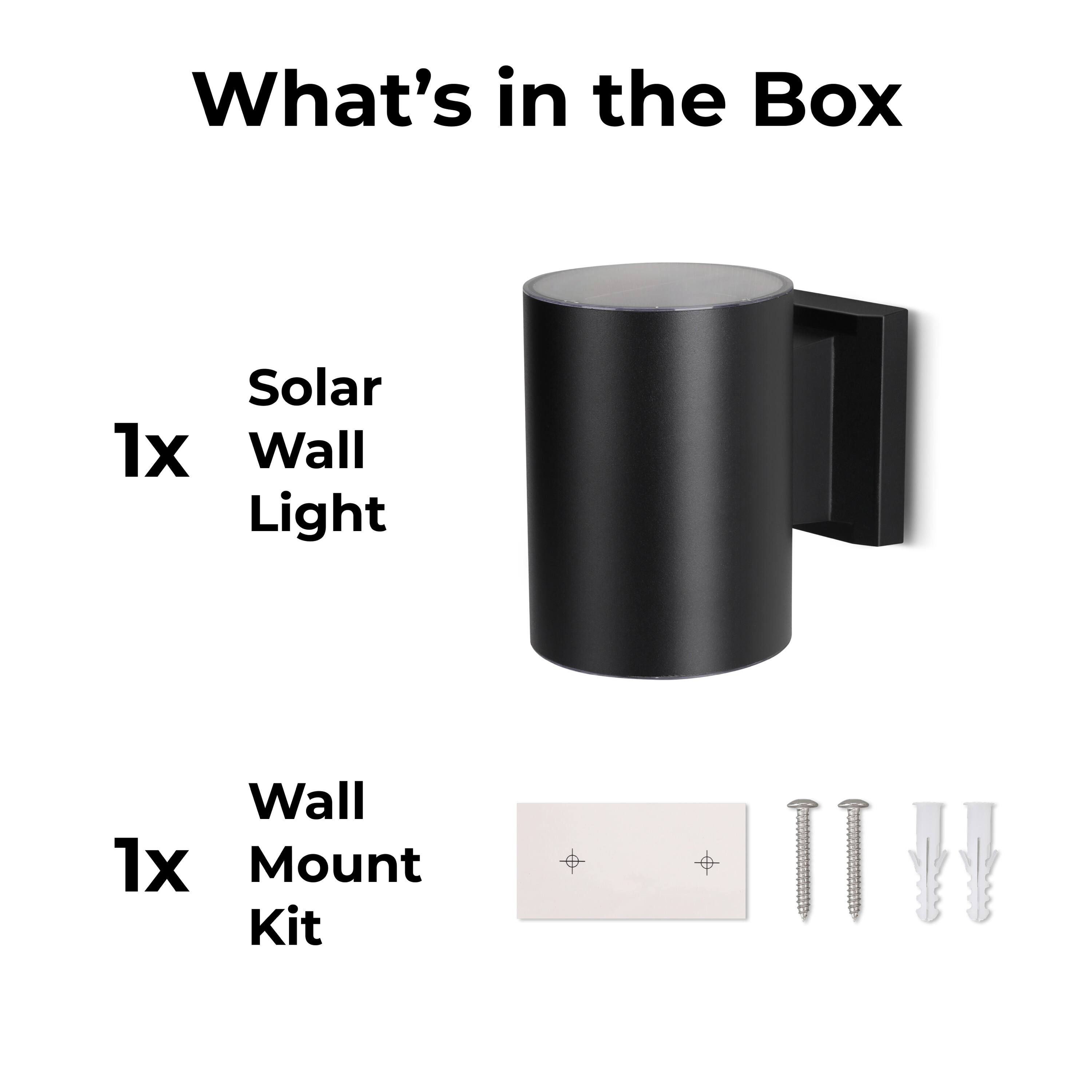 What's in the Box

Solar 1x Wall Light
Wall 1x Mount Kit
