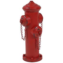 Sunnydaze - Fire Hydrant Metal Outdoor Statue - 14 in - Red