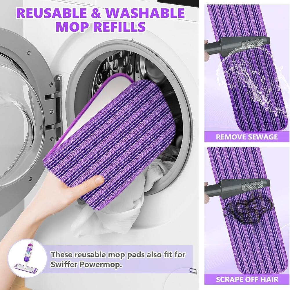 REUSABLE & WASHABLE MOP REFILLS

These reusable mop pads also fit for Swiffer Powermop.

REMOVE SEWAGE

SCRAPE OFF HAIR