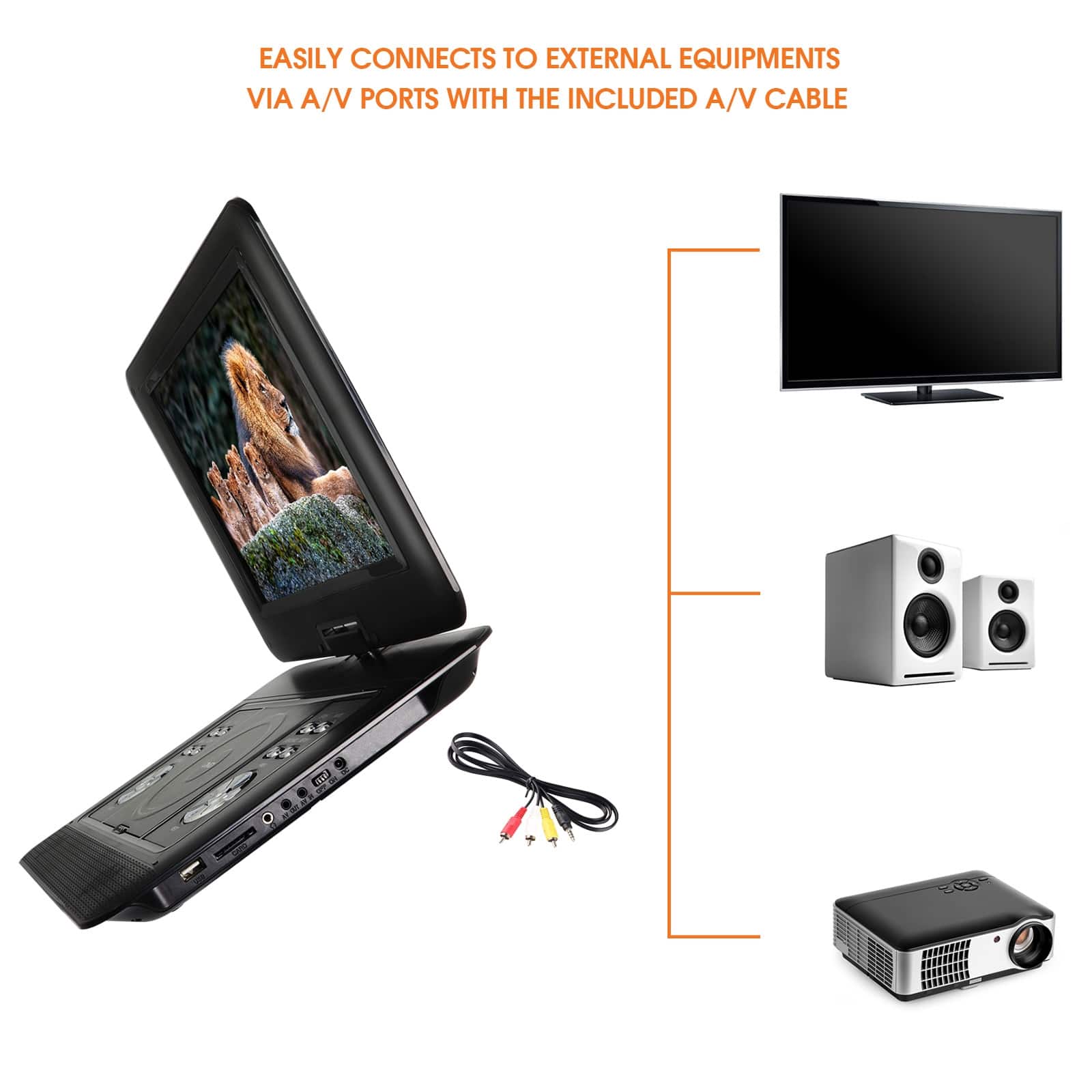 Trexonic 13.3 Inch Portable TV+DVD Player with Color TFT LED