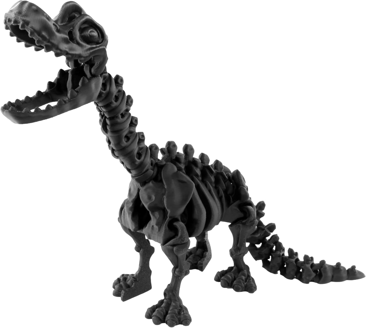 3D Printed Skeleton Brachiosaurus, Prehistoric Collectible Articulating Dinosaur Figurine Desk Décor Black by PowerTRC
