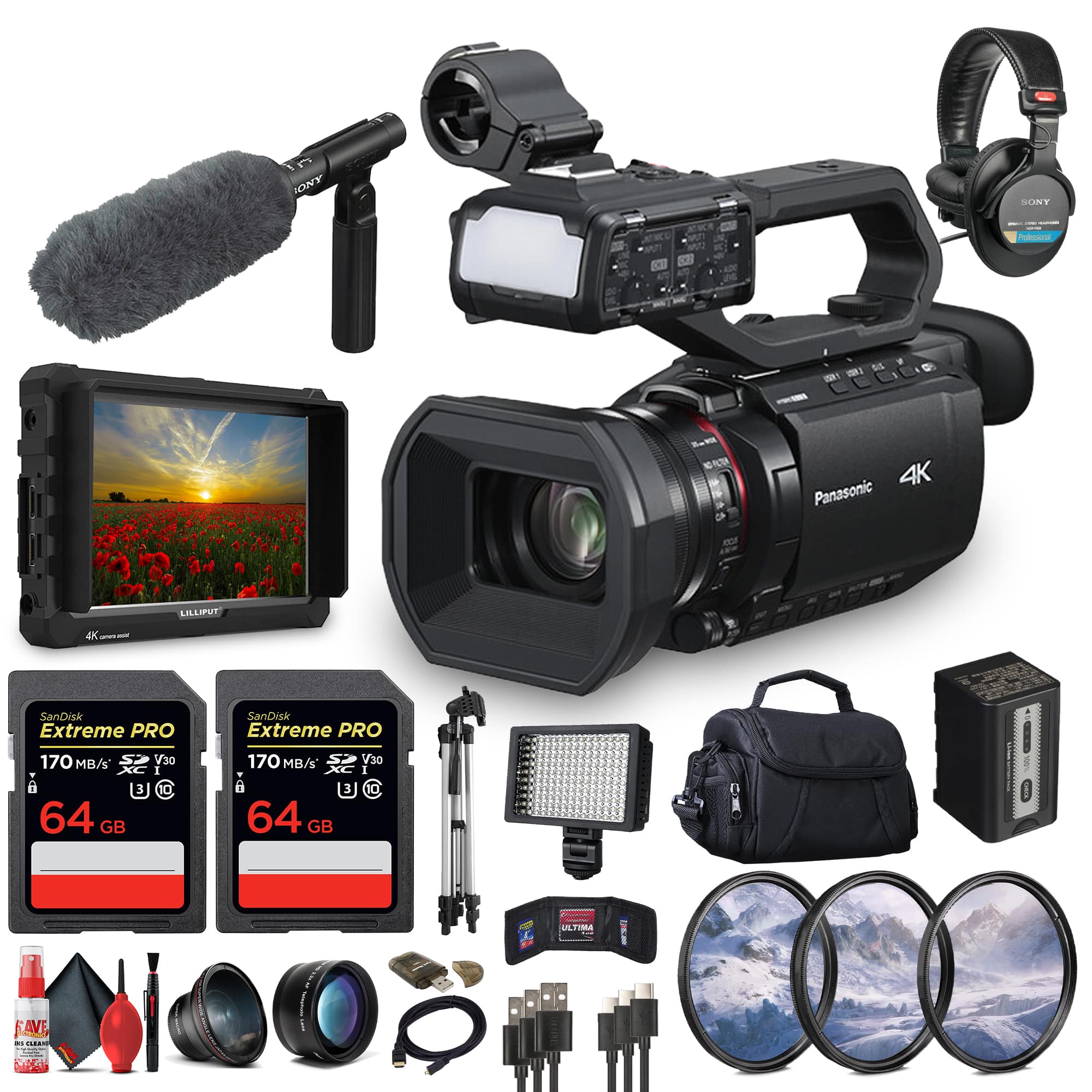 Panasonic - AG-CX20 4K Professional Compact Camcorder with Rich Connectivity + 4K Monitor + More