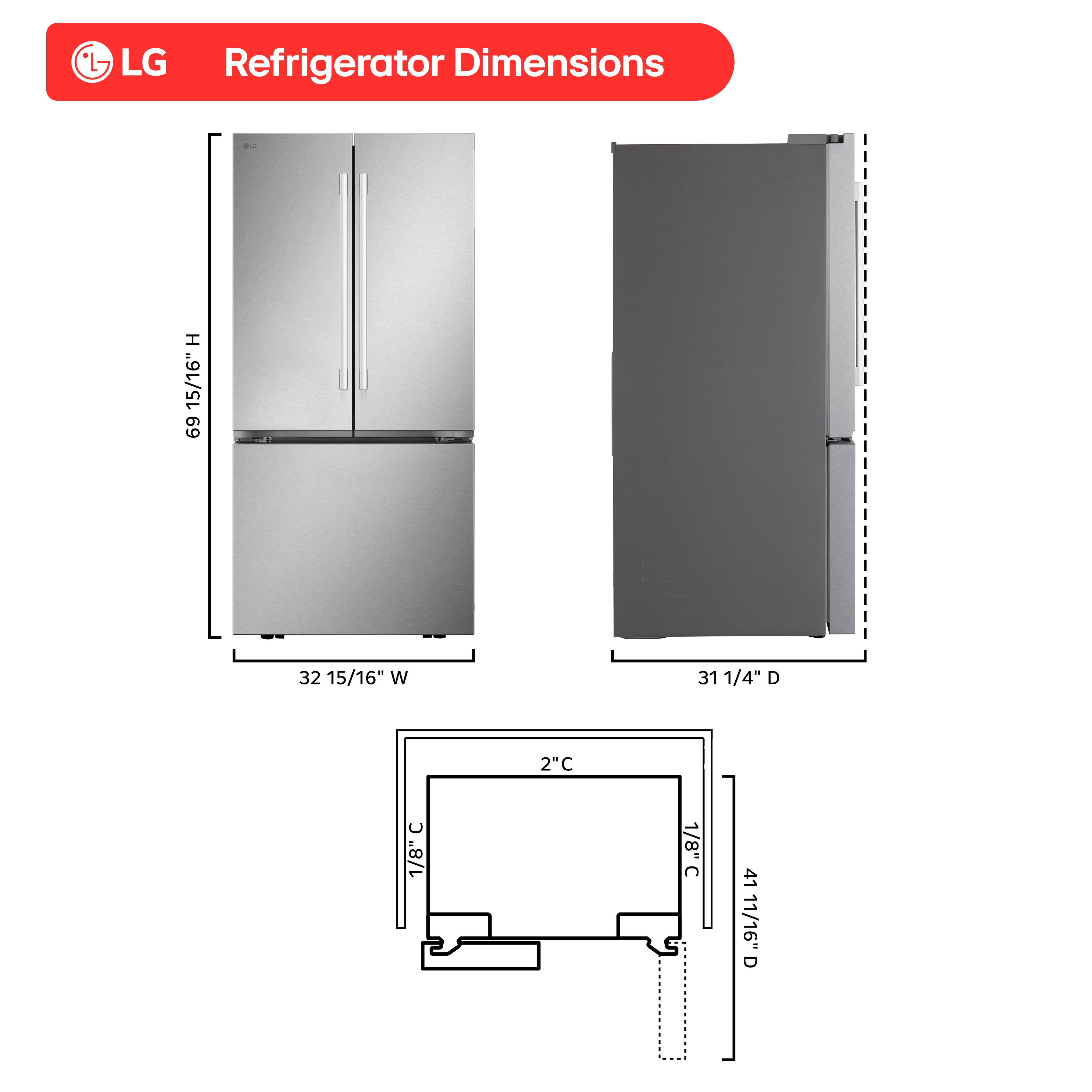 LG 33 in Wide Counter Depth MAX 20.8 Cu. Ft Smart French Door ...
