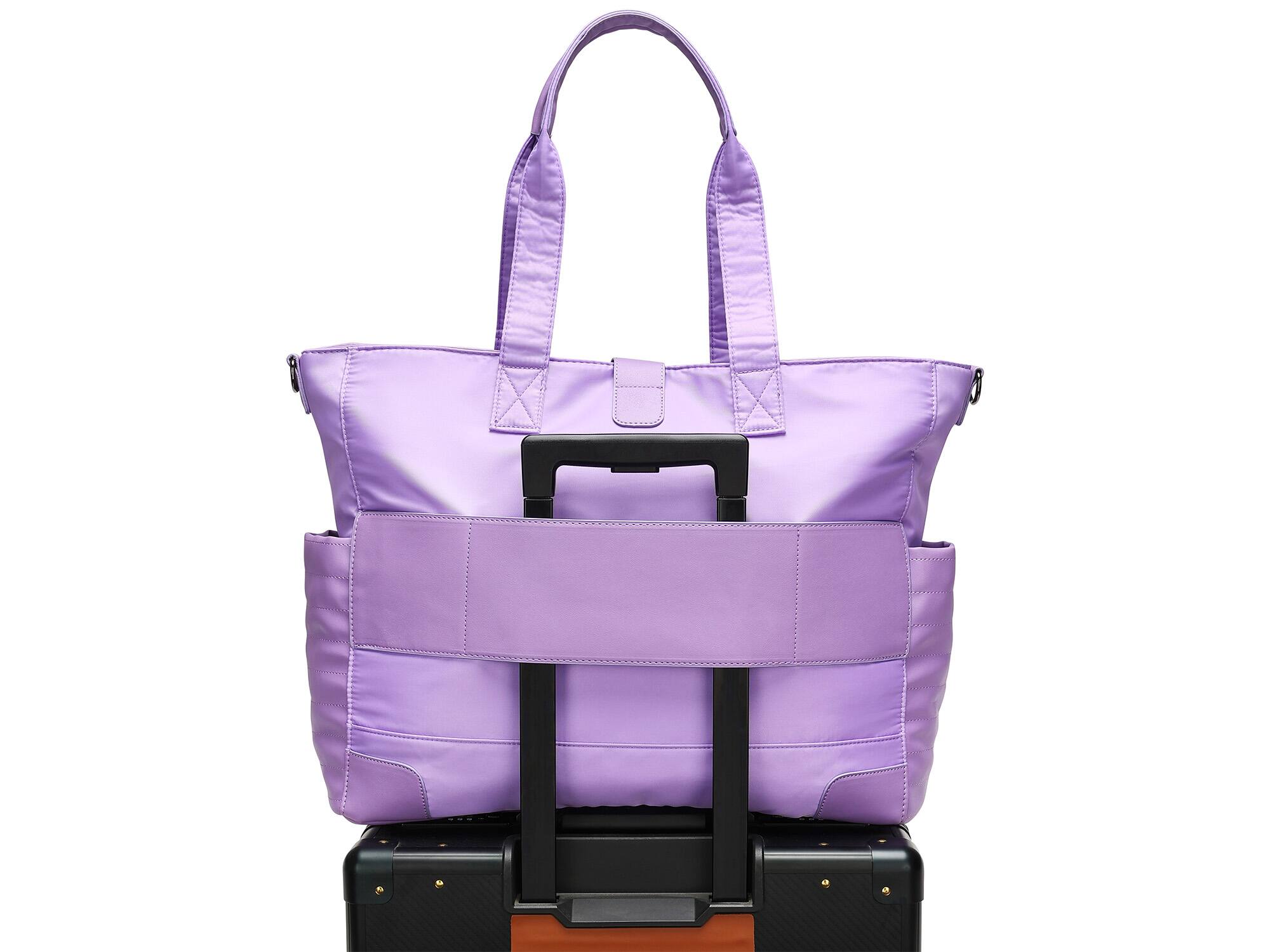 Angle. Elle - ELLE Voyage 25L Twill and Vegan Leather Weekender Duffel Bag | Lavender - Lavender.