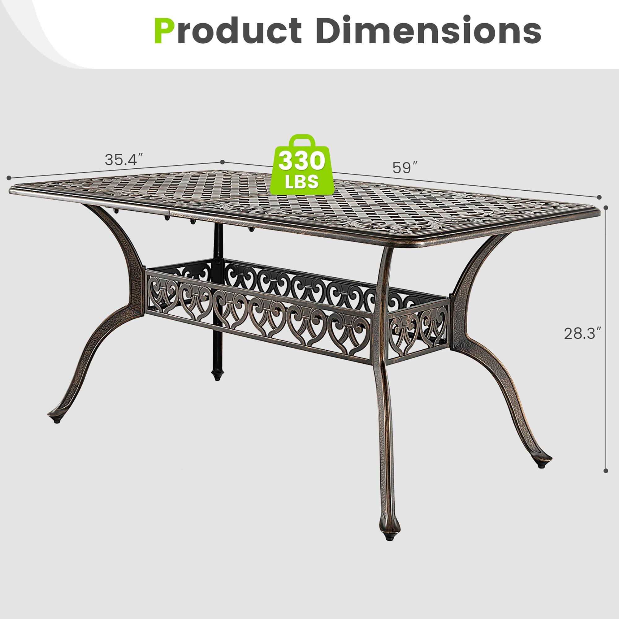Product Dimensions  
35.4" x 59" x 28.3"  
330 LBS