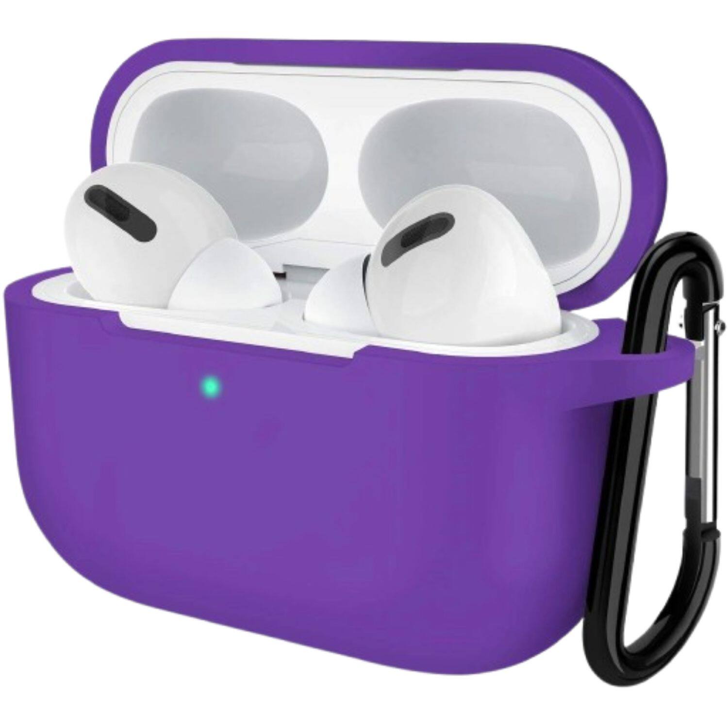 Front. Home Collection - Purple Silicone Shockproof Case for Apple AirPods Pro with Keychain – Protective Cover.