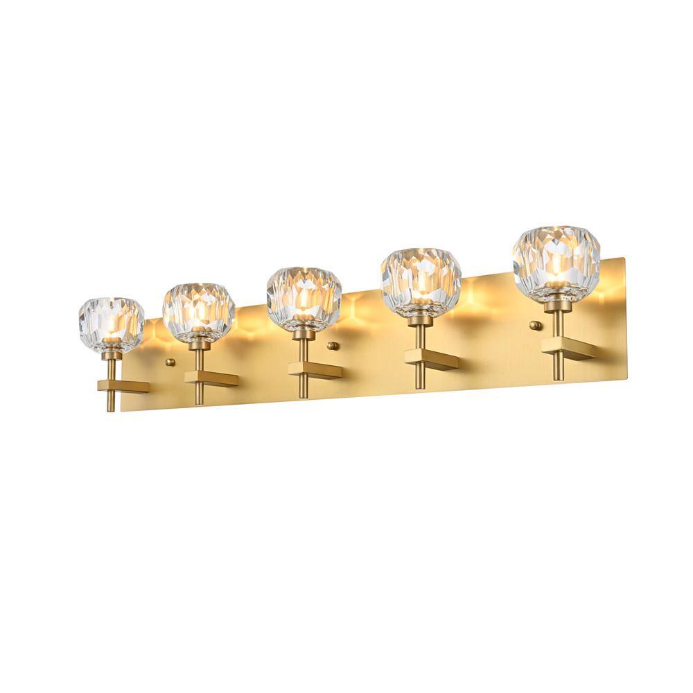 Alt View 3. Elegant Lighting - Graham 5 Light Wall Sconce in Gold - Gold And Clear.
